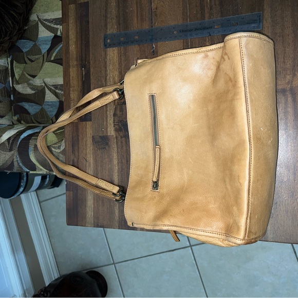 AMERICAN Leather Co Two Way Satchel in cafe latte Leather Long Beach Satchel - Picture 7 of 12